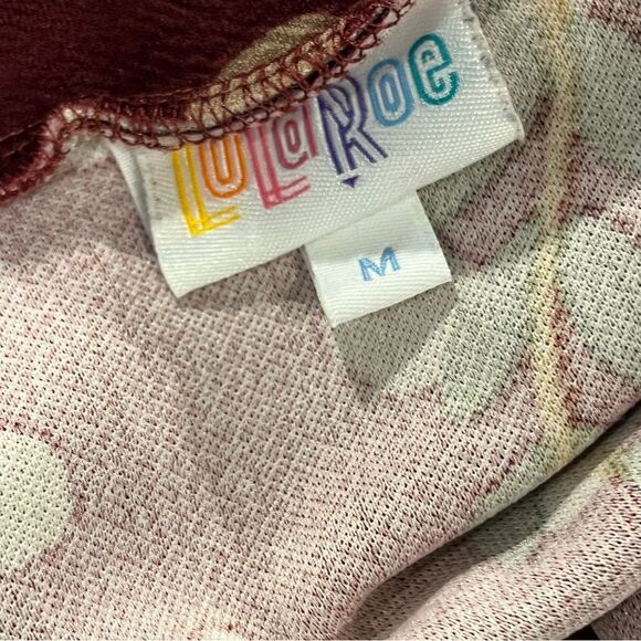 LuLaRoe Leaves Print Cassie Pencil Skirt size medium burgundy color - Picture 6 of 8